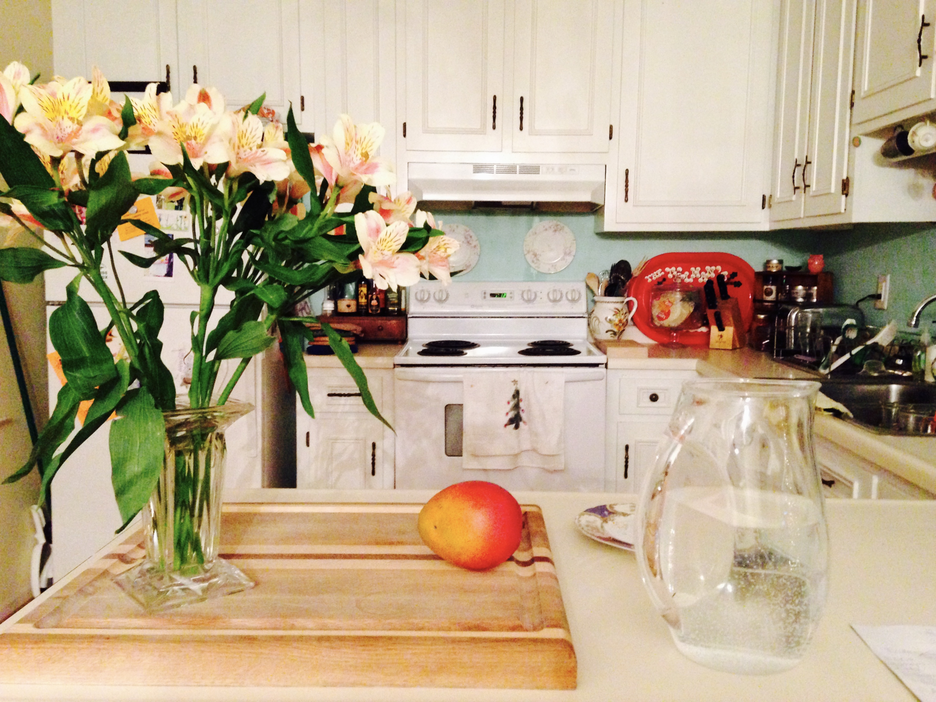 flowers on the kitchen table